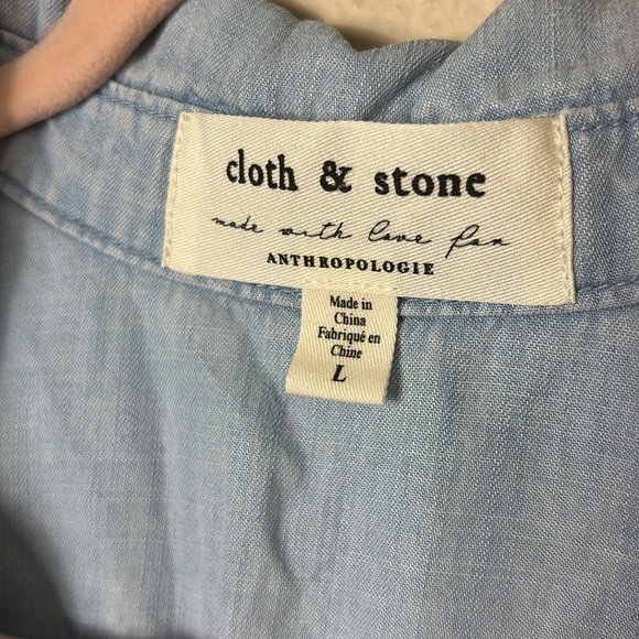 Cloth & Stone Tie-Front Chambray Buttondown Sleeveless Shirt Size Large - Picture 6 of 10